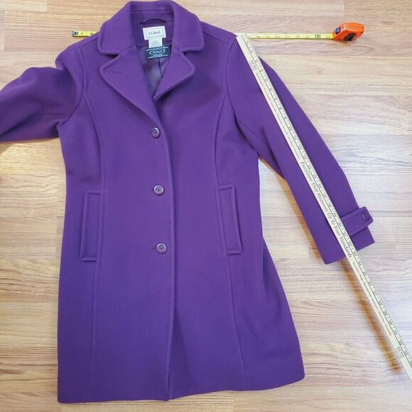 L.L. Bean Womens 6 Petite Bellandi Italian Wool Overcoat Thinsulate Plum Purple - Picture 8 of 11